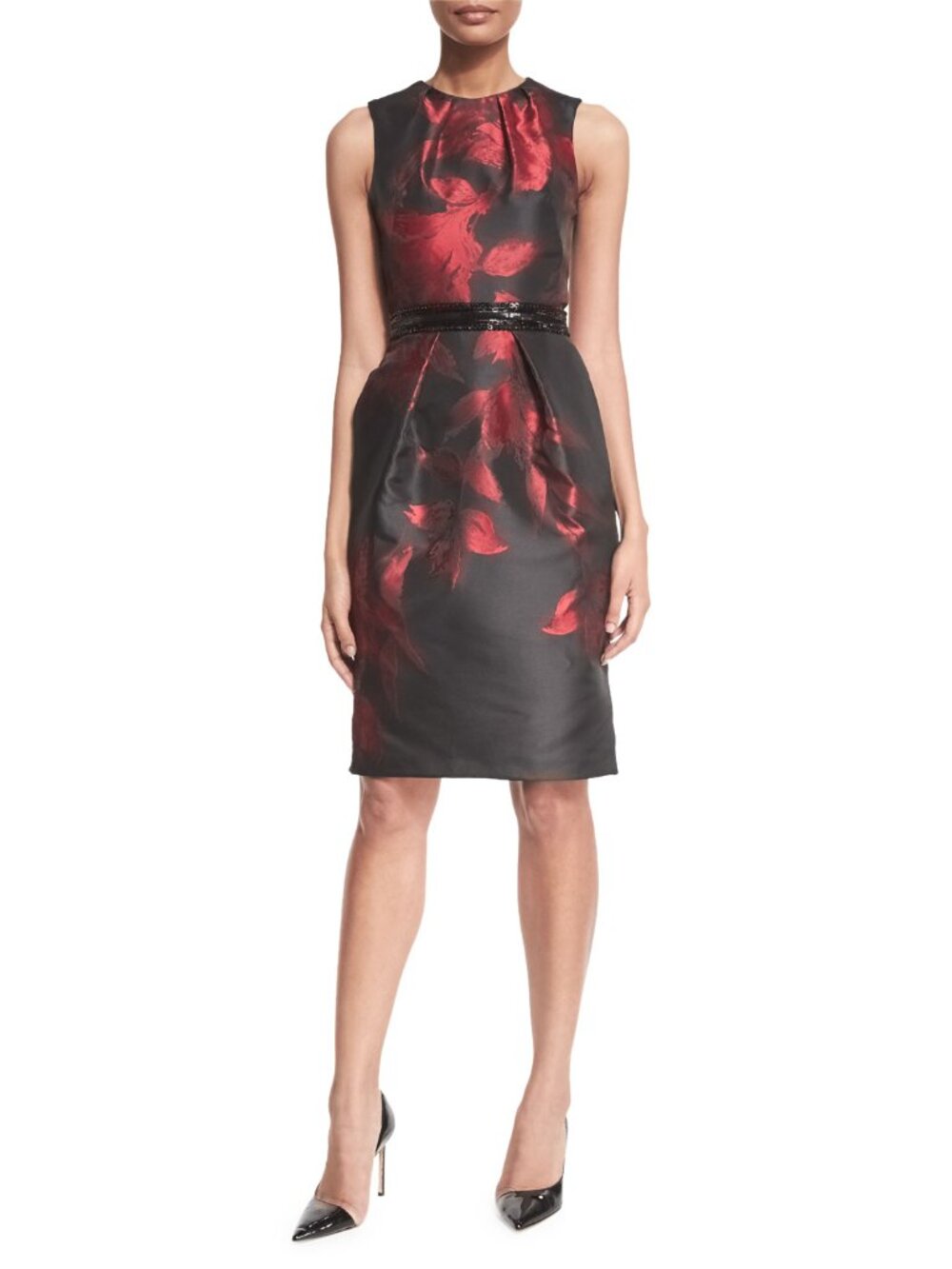 BERGDORF GOODMAN 16 Gorgeous BLACK RED FLORAL COCKTAIL DRESS NWT $595